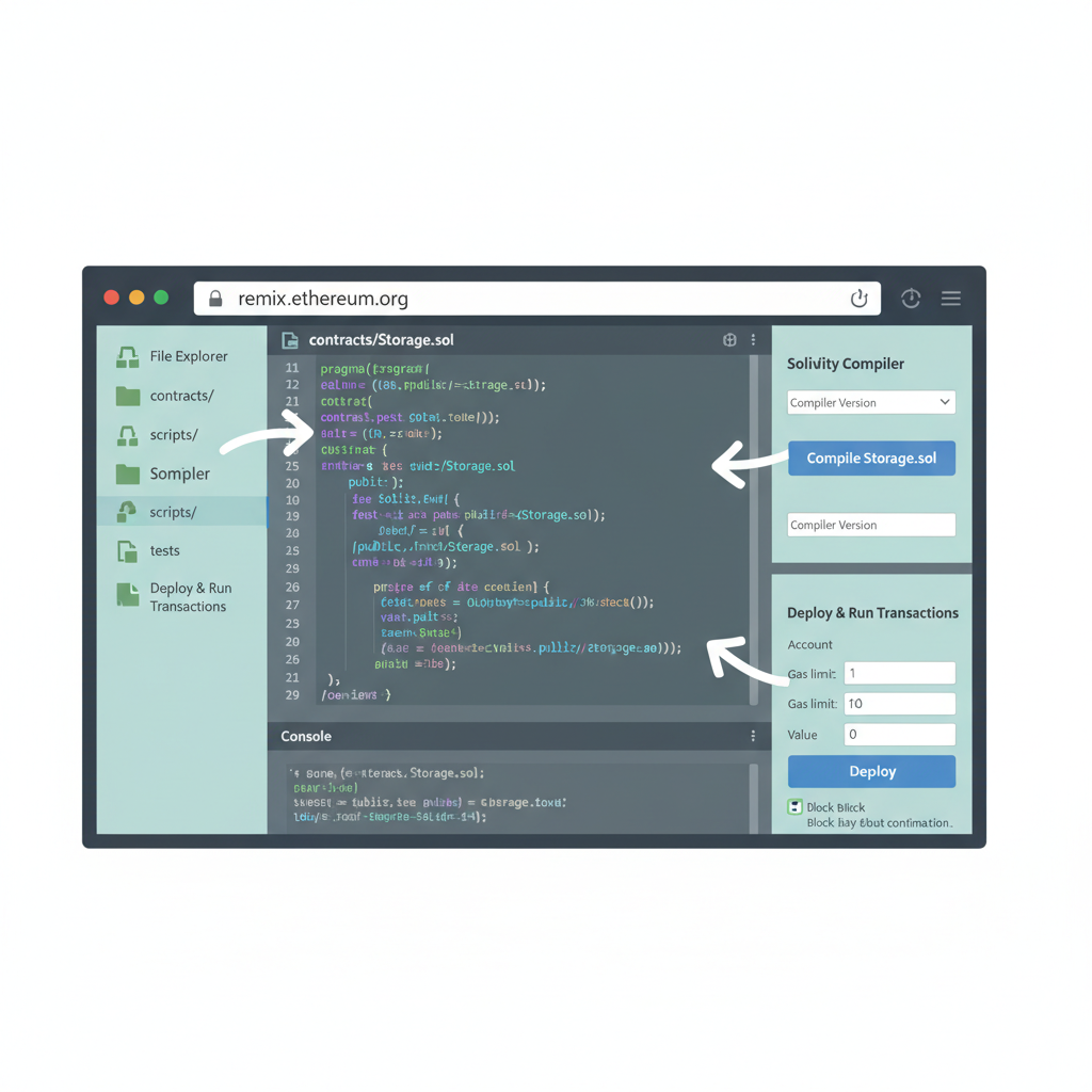 Remix IDE homepage in browser, clean interface