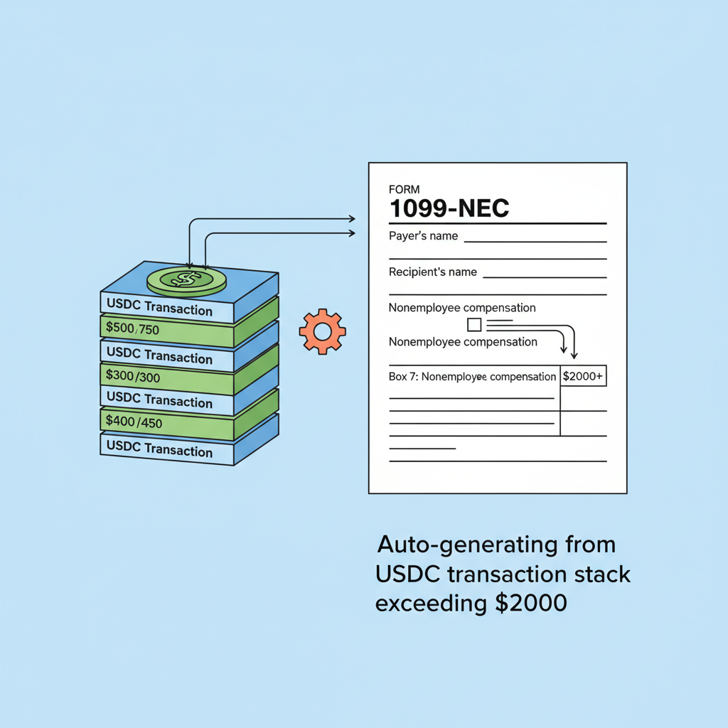 1099-NEC form auto-generating from USDC transaction stack exceeding $2000