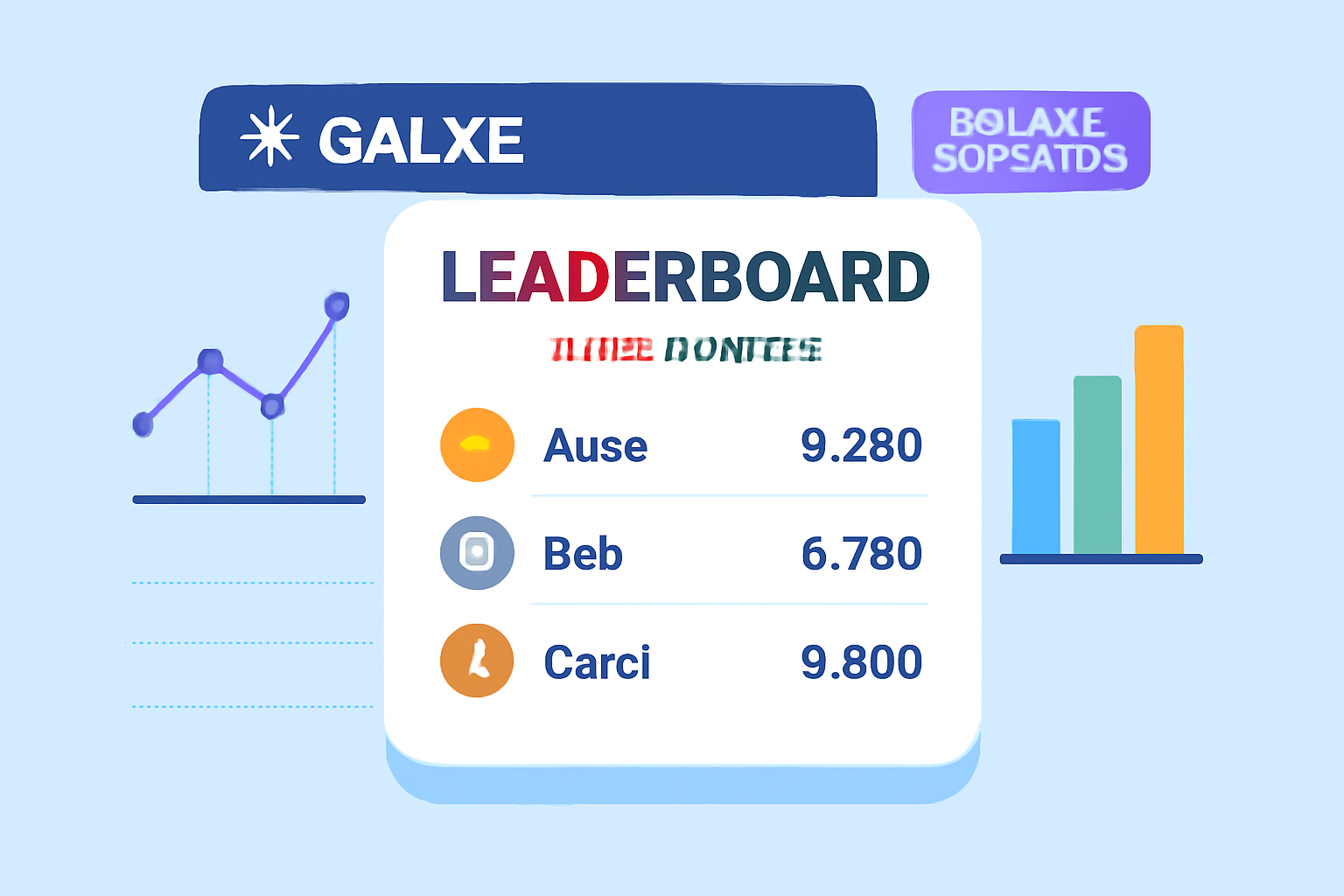 Galxe leaderboard with Aura points, top players ranked, Solana Game Pass banner, dynamic charts