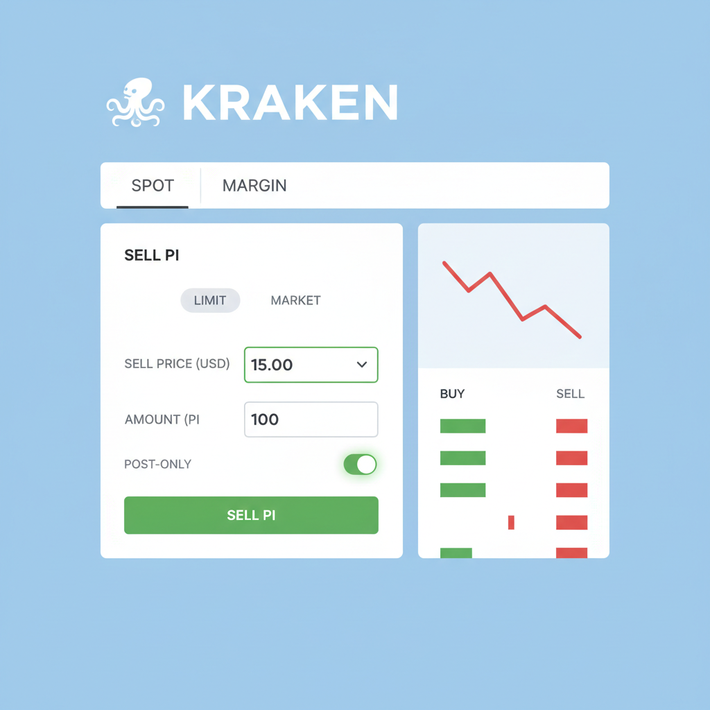 Kraken limit sell order interface for PI token post-only