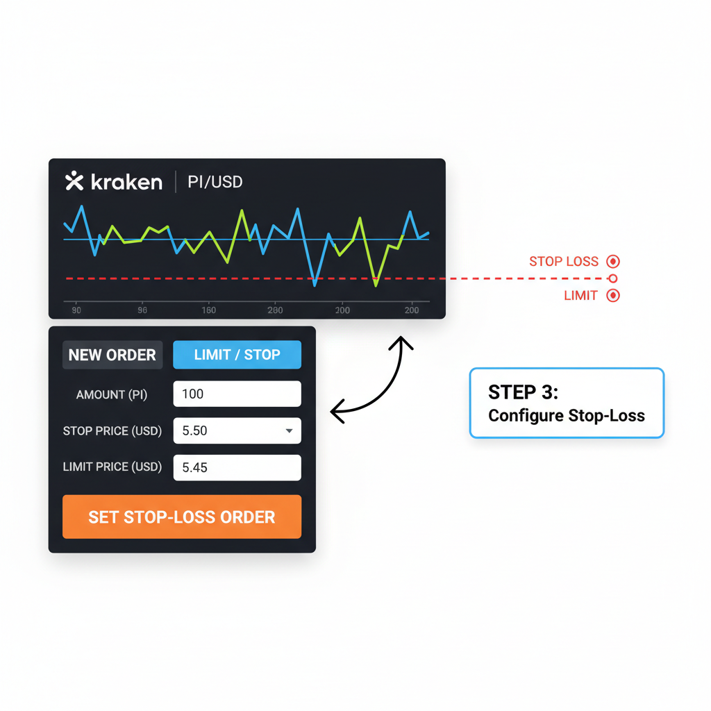 Kraken stop-loss order setup on PI/USD chart