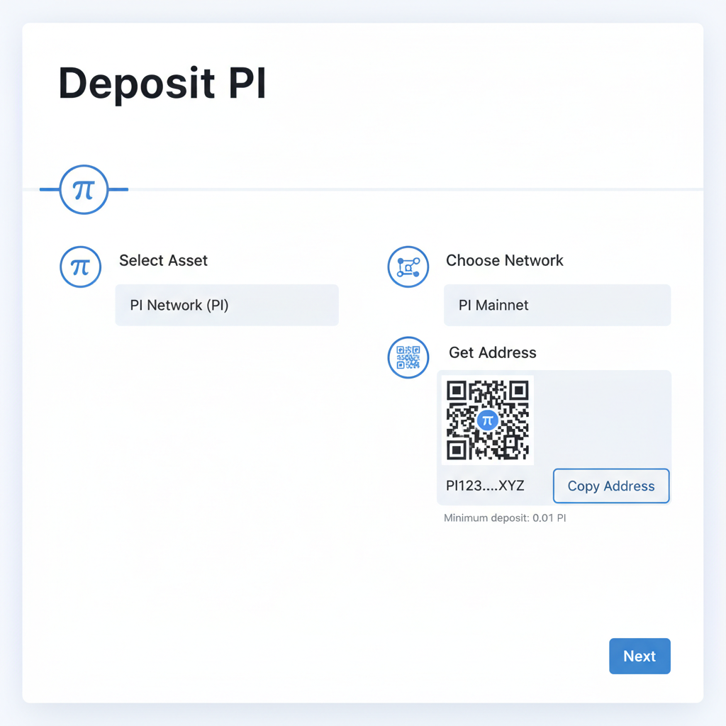 clean screenshot of Kraken deposit page for PI cryptocurrency