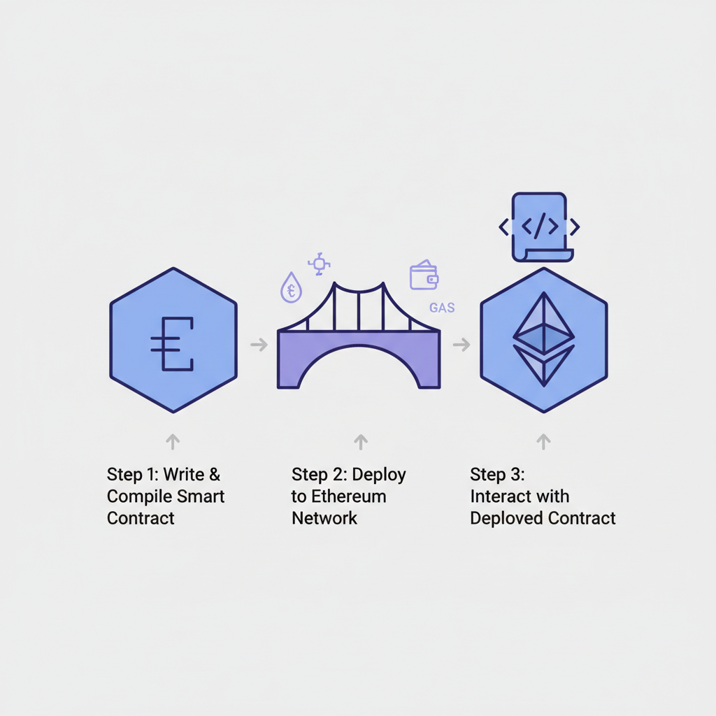 deploying smart contracts on Ethereum blockchain, bridge icon connecting chains