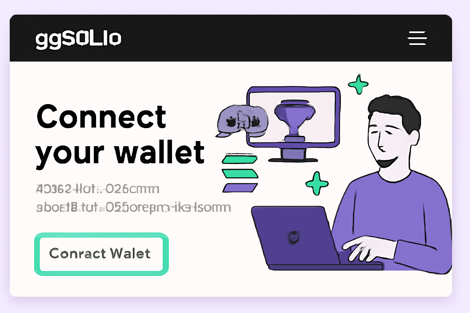 ggsol.io homepage with connect wallet button highlighted, solana blockchain vibe