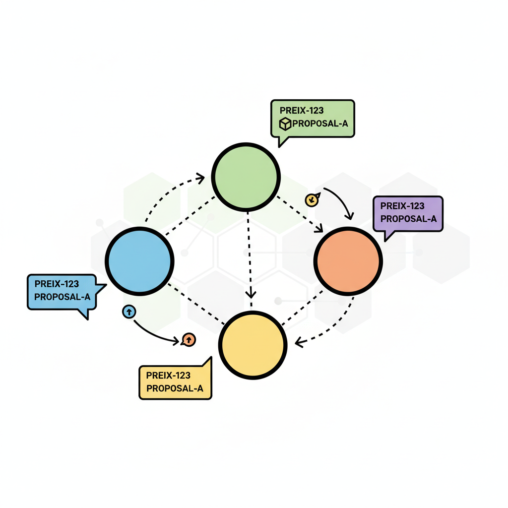 peer-to-peer gossip network spreading prefix proposals in blockchain, nodes communicating