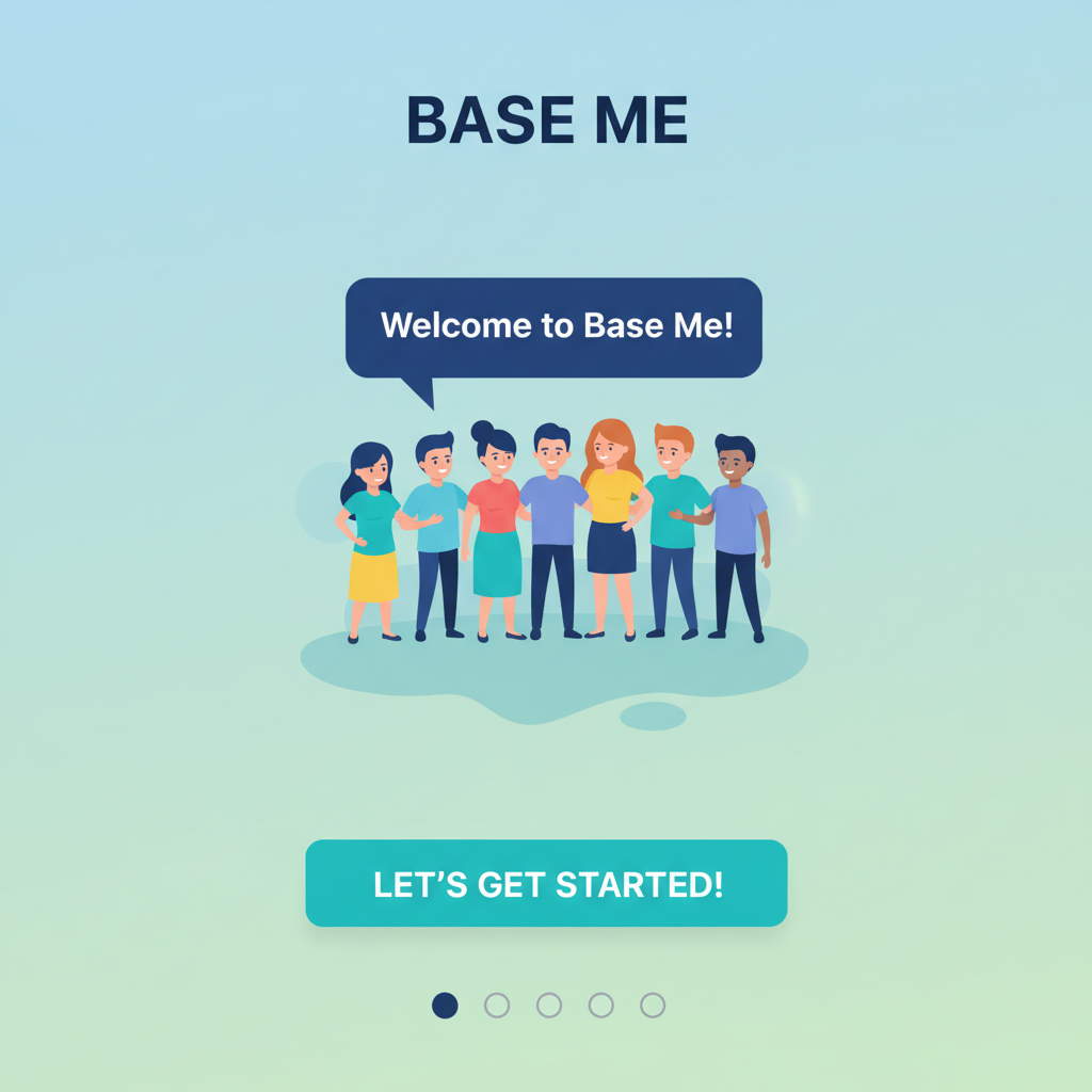 user interface of Base Me onboarding, checklist tasks, spin wheel animation, points counter