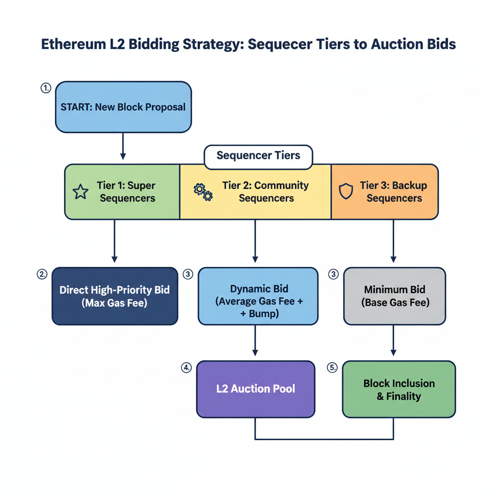 bidding strategy flowchart linking sequencer tiers to auction bids ethereum l2