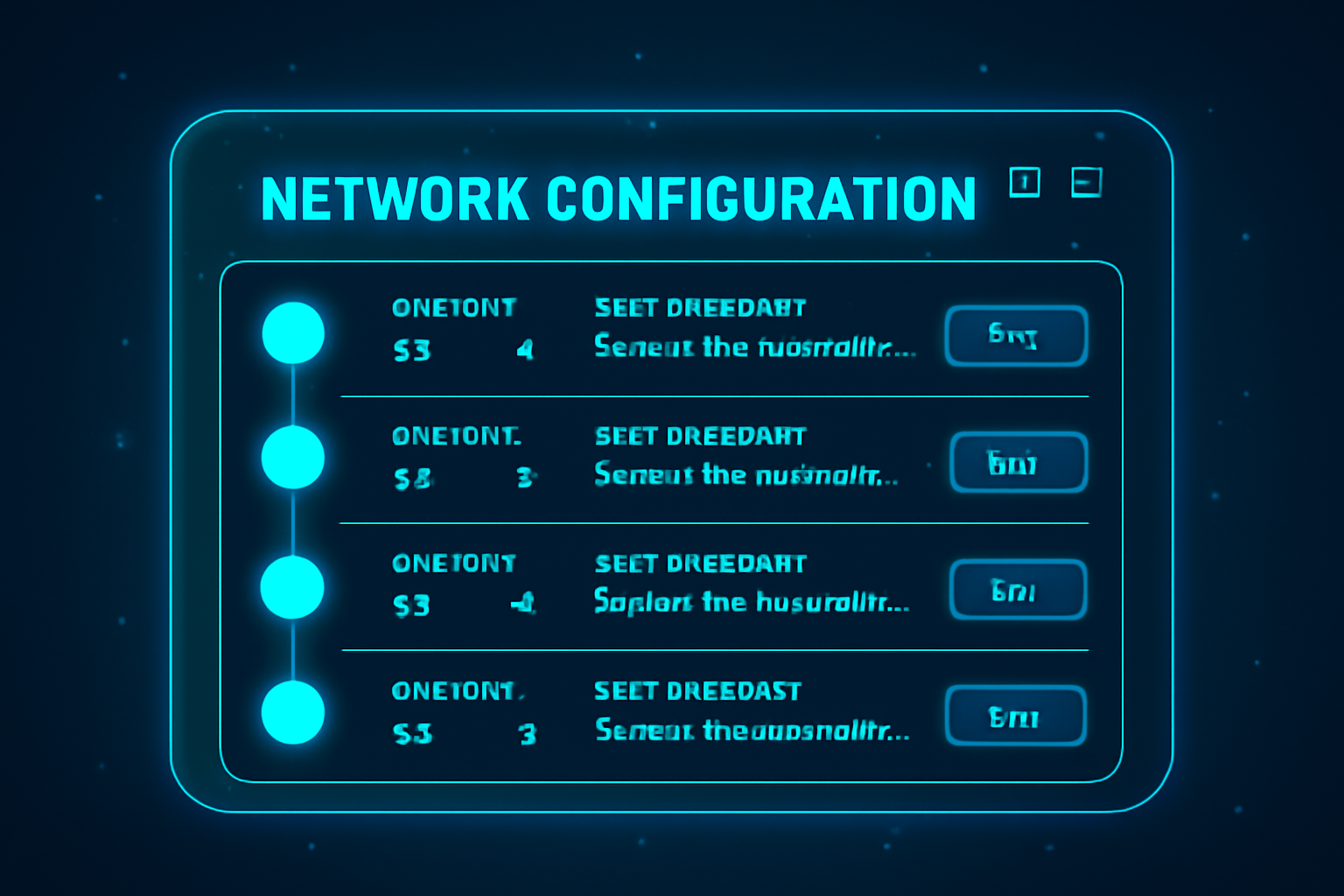 network configuration dashboard with chain IDs and RPC endpoints, futuristic UI, glowing nodes