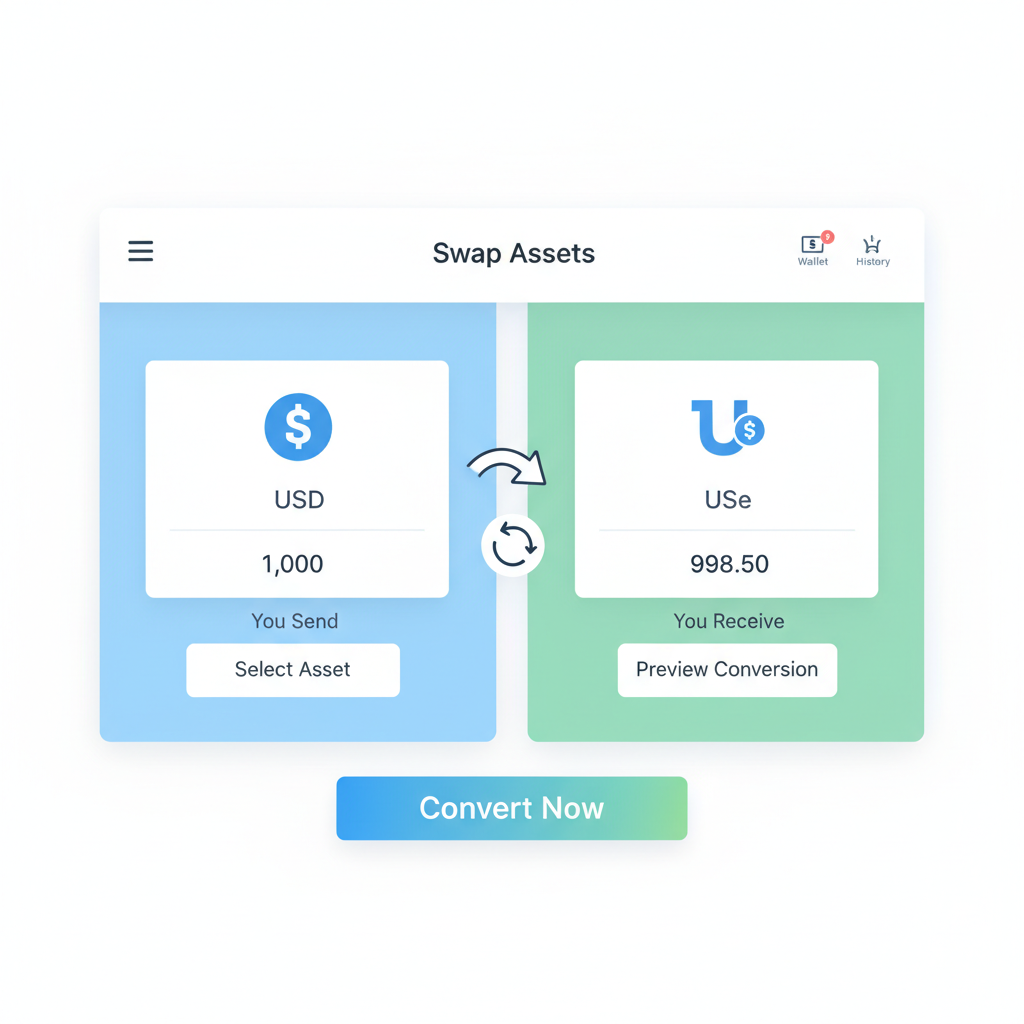 converting USD to USDe on crypto exchange interface
