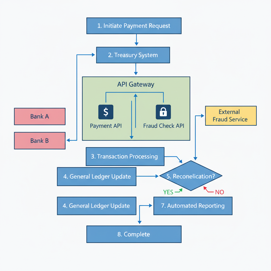 API integration flowchart for treasury automation