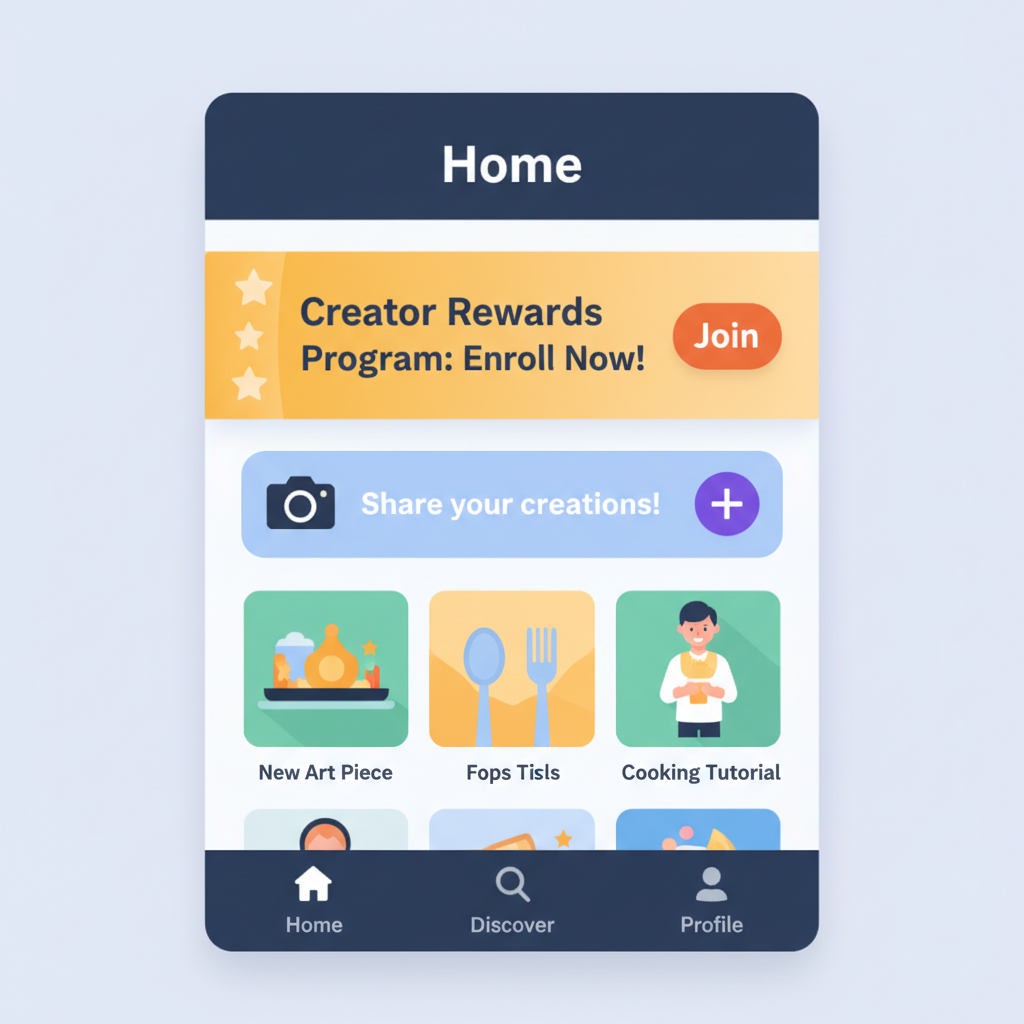 Base App home tab with creator rewards enrollment and post creation