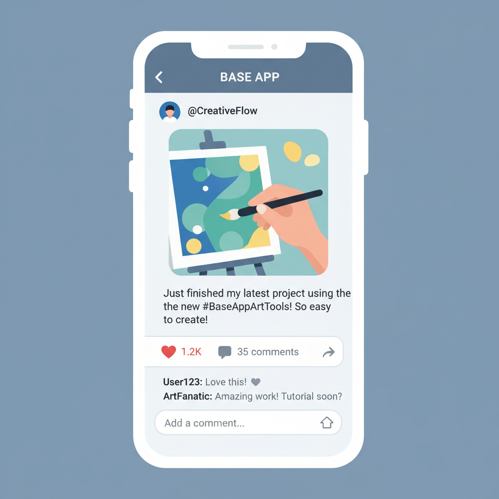 user posting on Base App social feed with likes and comments
