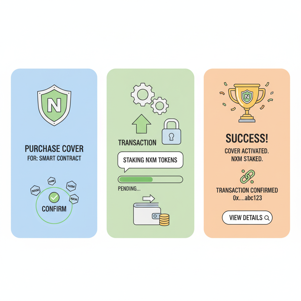 confirming purchase Nexus Mutual cover staking NXM tokens transaction