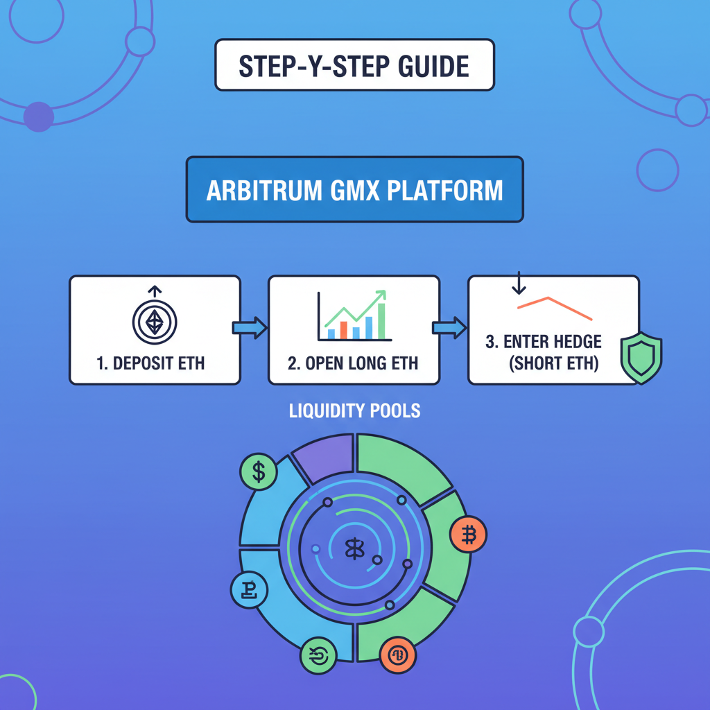 Arbitrum GMX platform executing long ETH hedge position liquidity pools