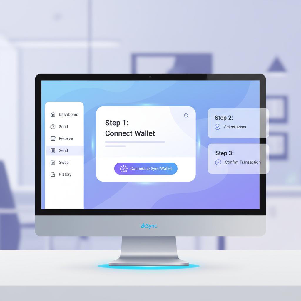 sleek futuristic zkSync Era wallet interface on desktop