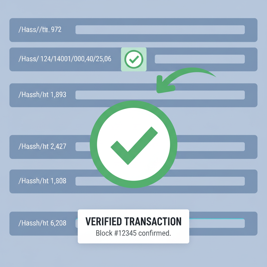 green verification checkmark on blockchain explorer