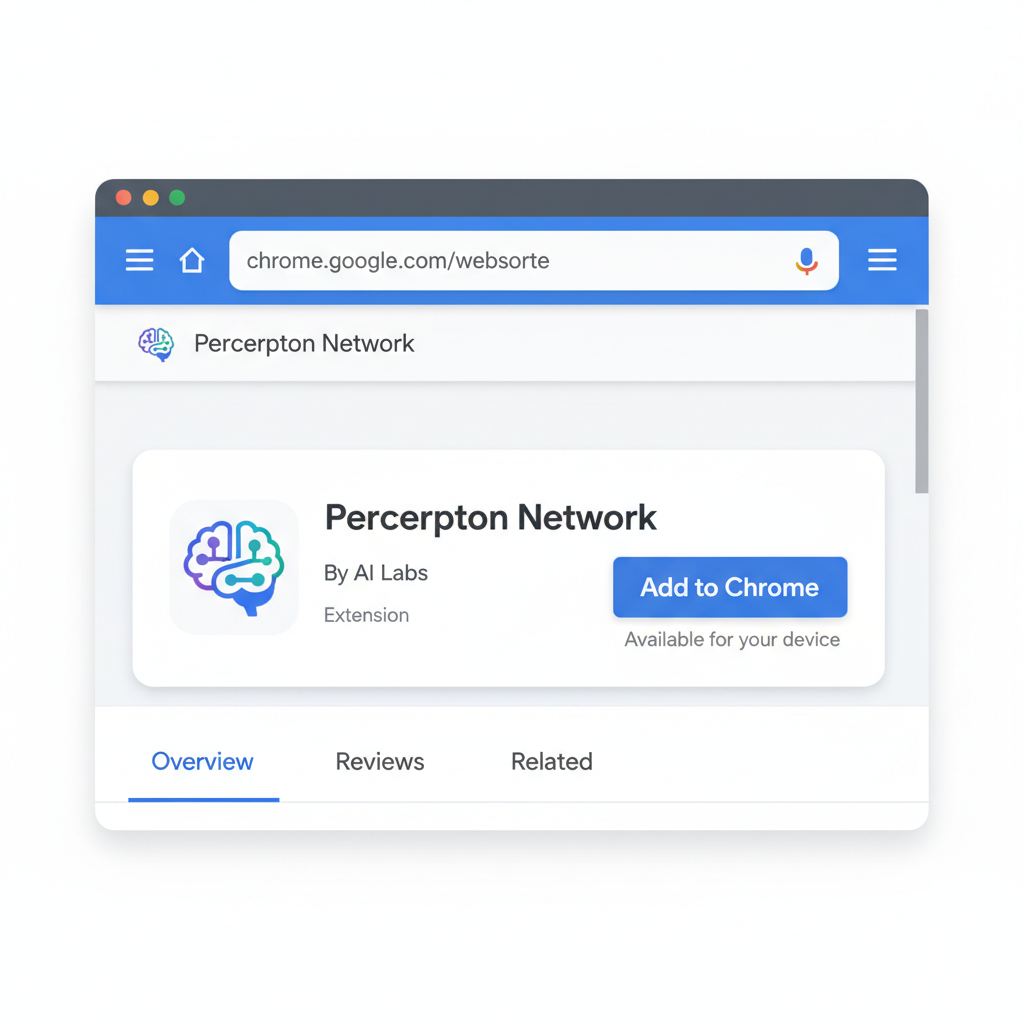 clean screenshot of Chrome Web Store page for Perceptron Network browser extension install button