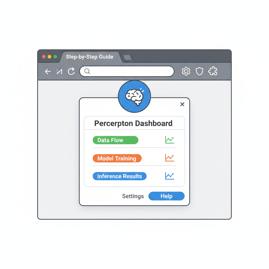 screenshot of browser toolbar with pinned Perceptron extension icon and initial popup dashboard