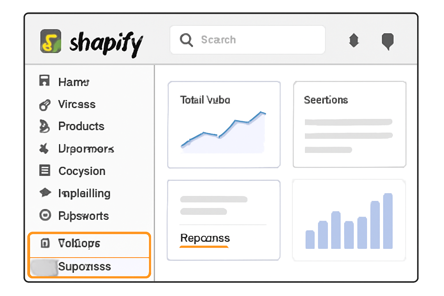 Shopify admin dashboard with the 'Settings' and 'Payments' options highlighted in the sidebar.
