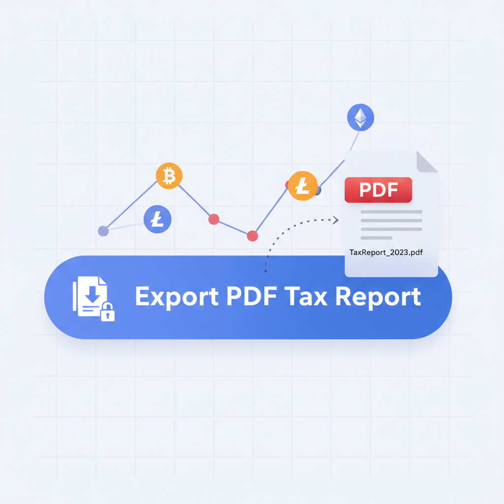 export button generating PDF tax report from crypto tracker