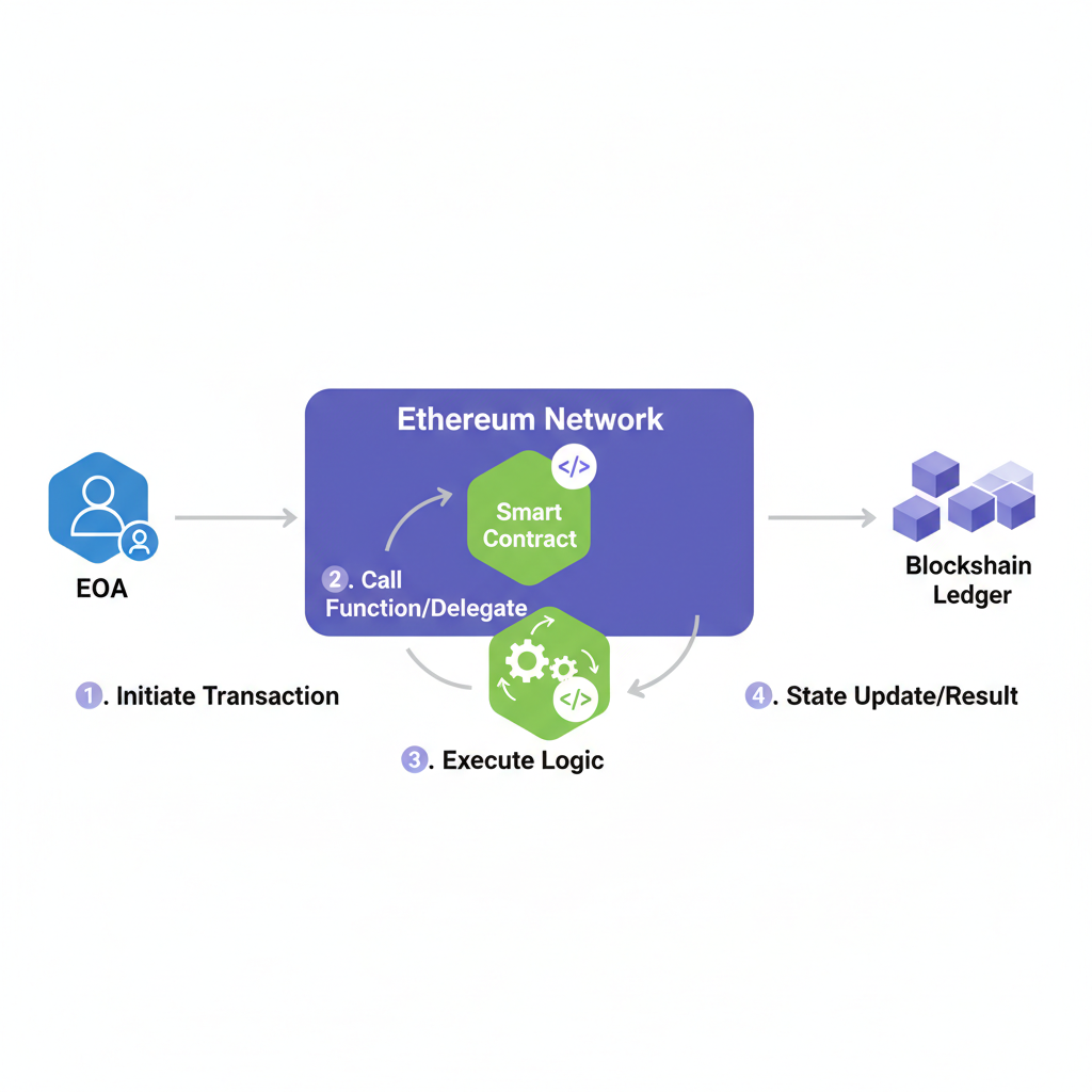eoa delegating to smart contract, ethereum transaction flow diagram