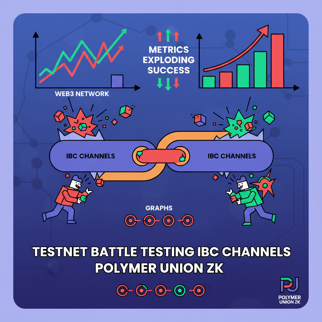 /ar 16:9 testnet battle testing ibc channels polymer union zk, graphs metrics exploding success, aggressive red green charts