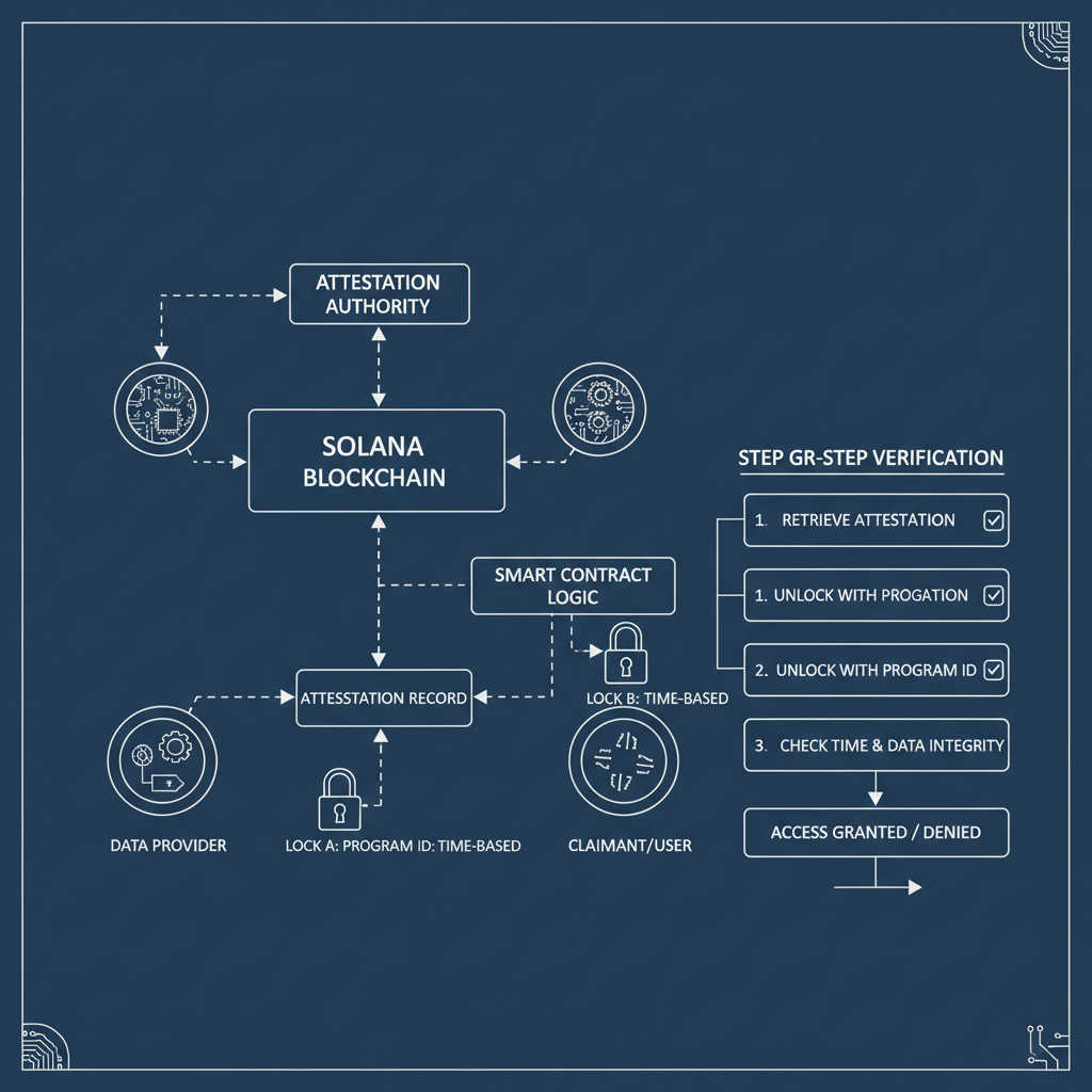 blueprint schema diagram for Solana attestations with locks and data nodes