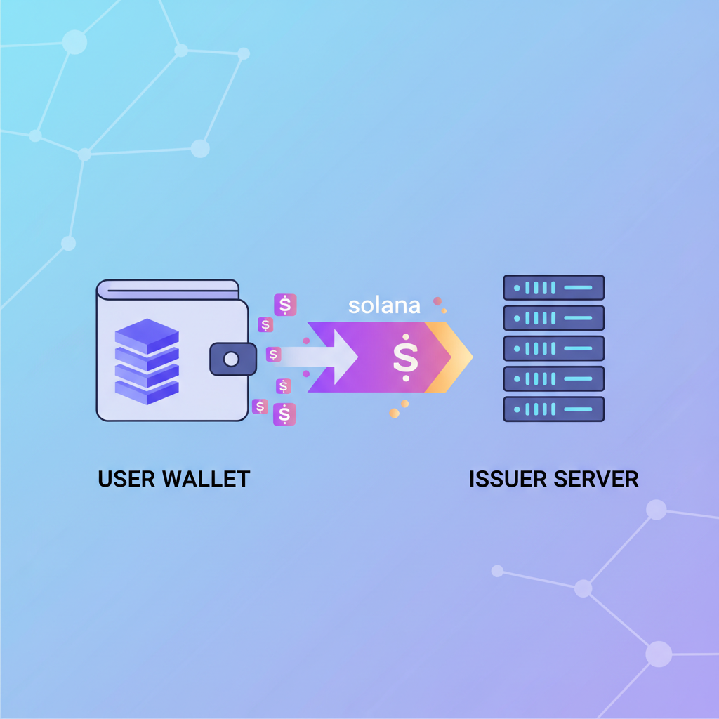 user wallet receiving glowing Solana attestation from issuer server