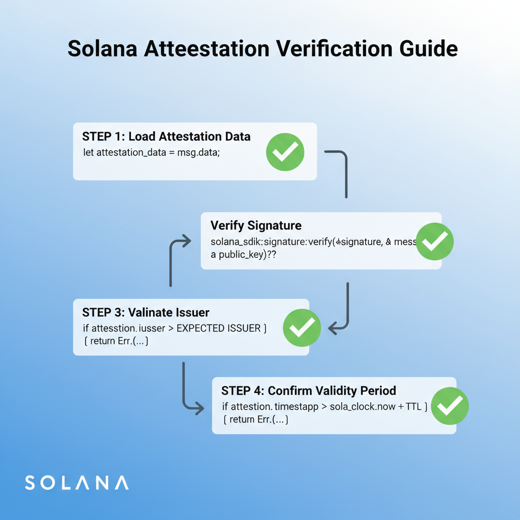 Solana smart contract code verifying attestation with green checkmarks