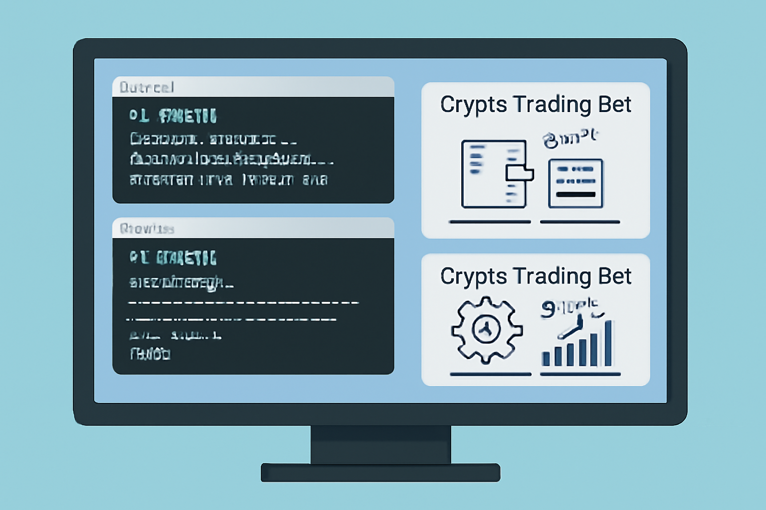 A computer screen showing terminal windows with code being installed, alongside setup guides for crypto trading bots.