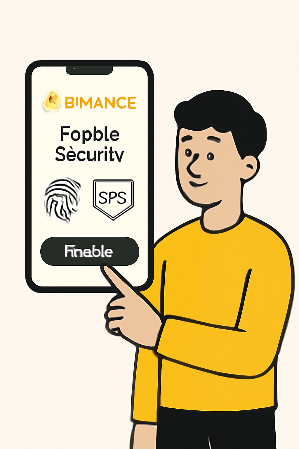 A user enabling biometric or 2FA security settings in the Binance app.