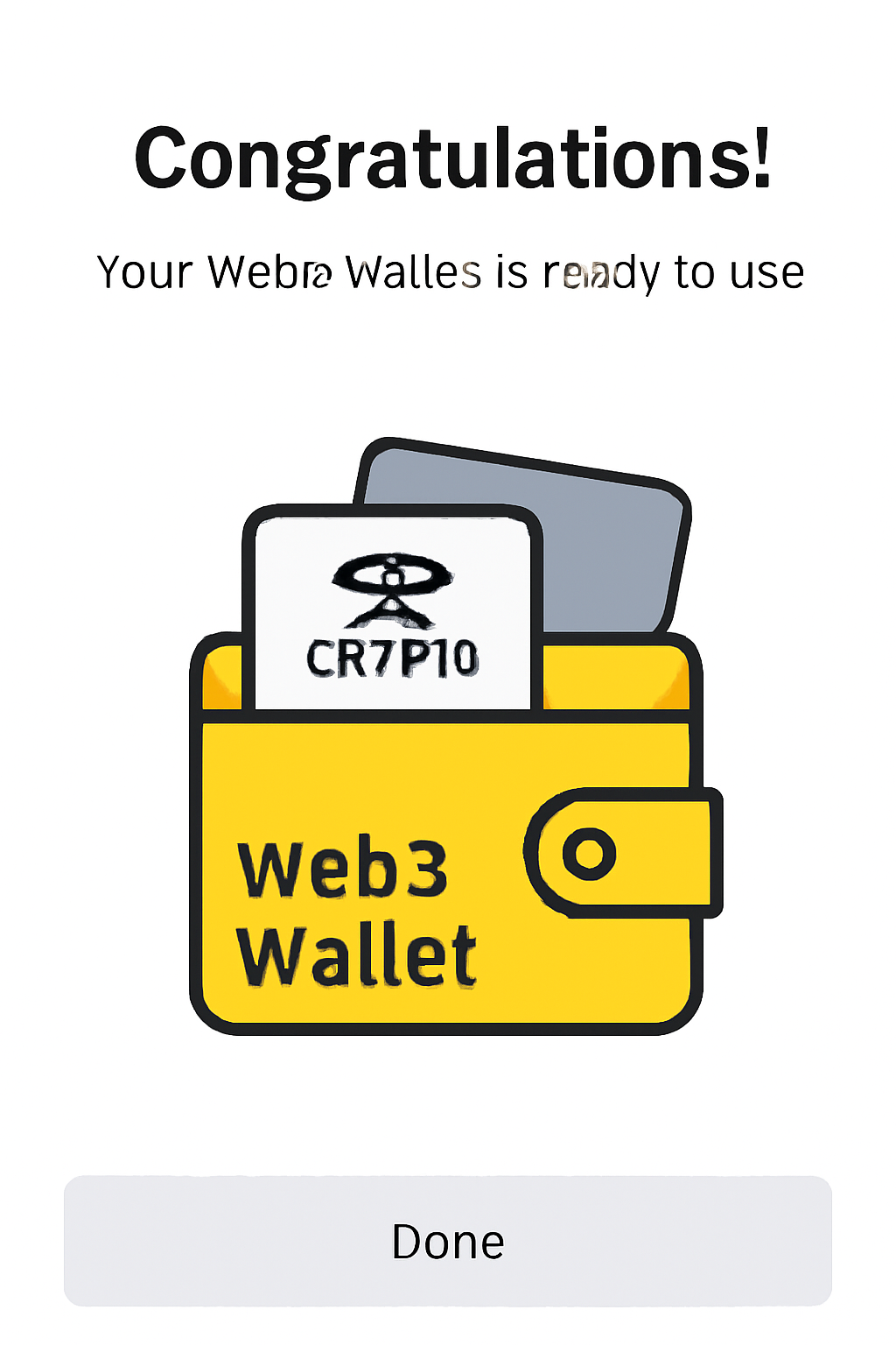 A congratulatory screen in the Binance app, showing a ready and active Web3 wallet.