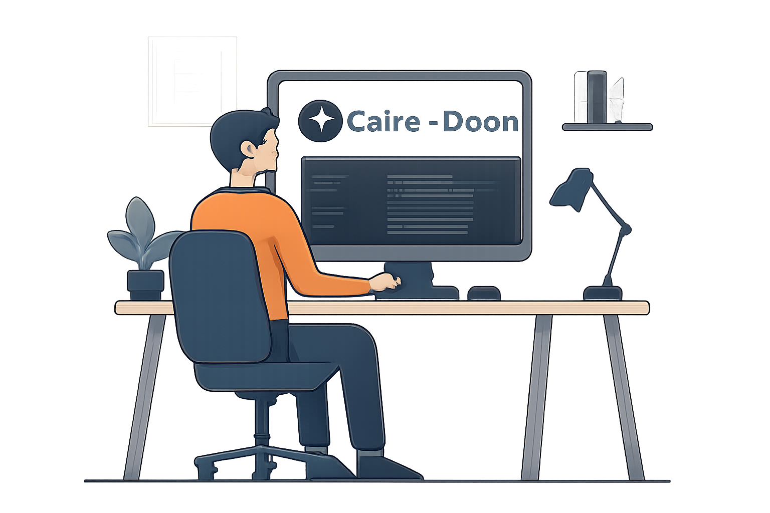 A developer setting up a coding environment on a computer, with Cairo and Dojo logos visible, in a modern workspace.