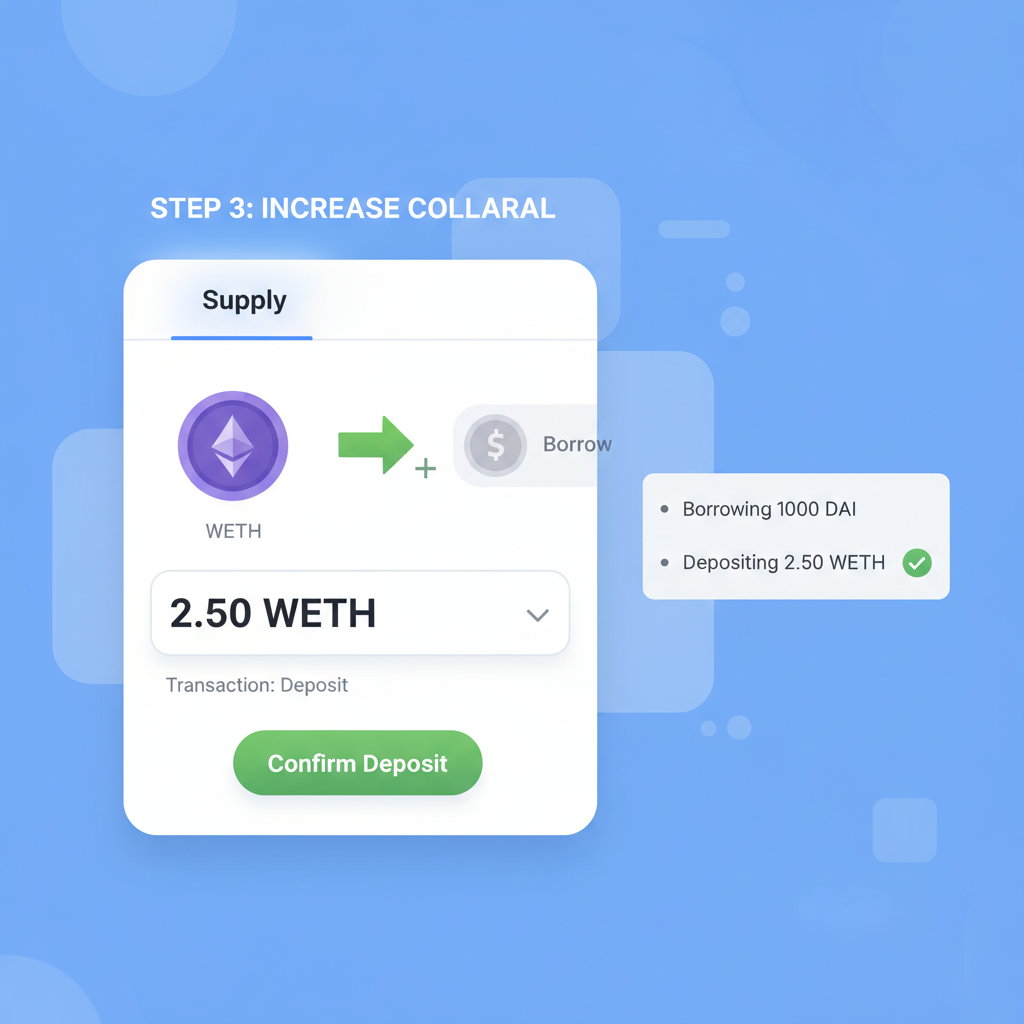 Aave supply tab with additional WETH being deposited after borrow