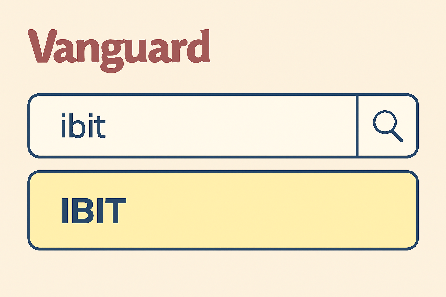 Vanguard search bar with IBIT results highlighted