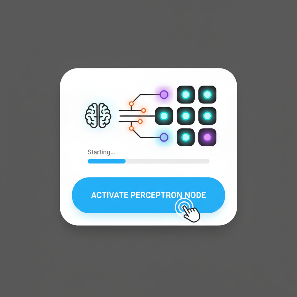 browser extension popup activate button clicked, perceptron node dashboard starting, futuristic glow