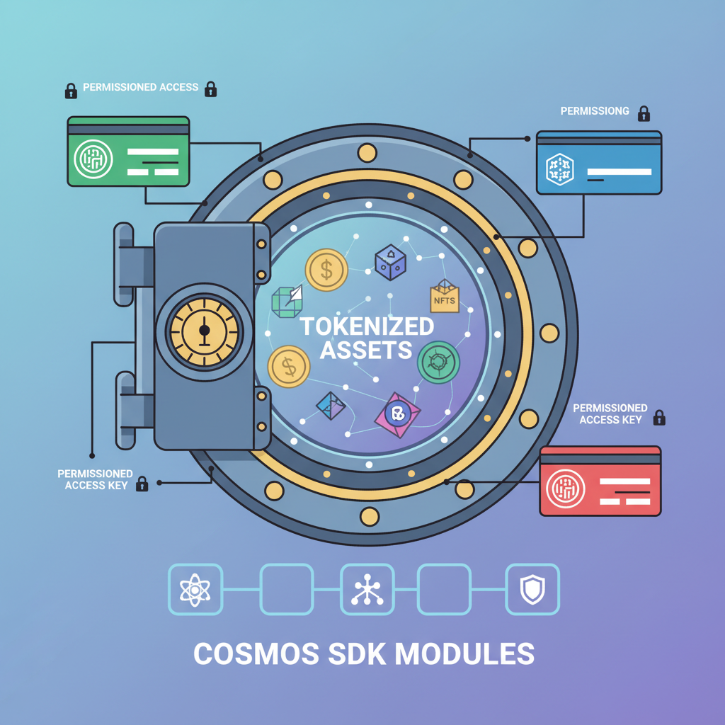 locked vault with tokenized assets, permissioned access keys, cosmos sdk modules