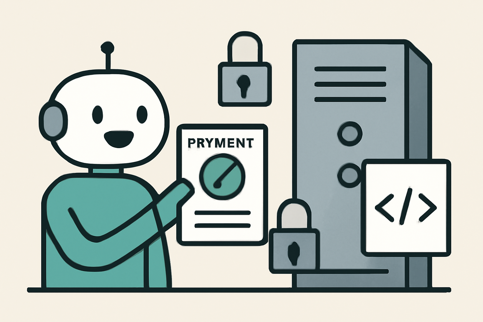A digital agent presenting proof of payment to a server, unlocking access to a data resource or API endpoint.