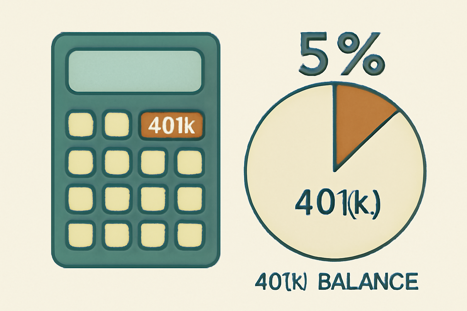 A calculator and pie chart showing a 5% crypto allocation from a 401k balance