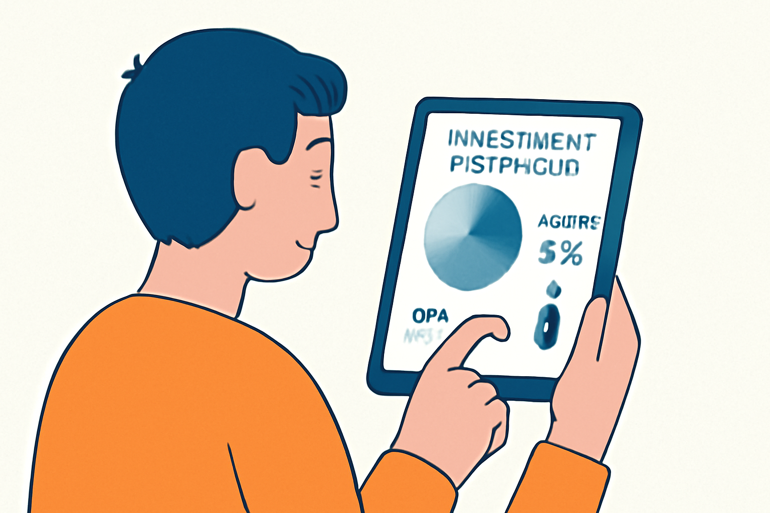 A person reviewing their investment portfolio on a tablet, adjusting the crypto allocation to keep it at 5%