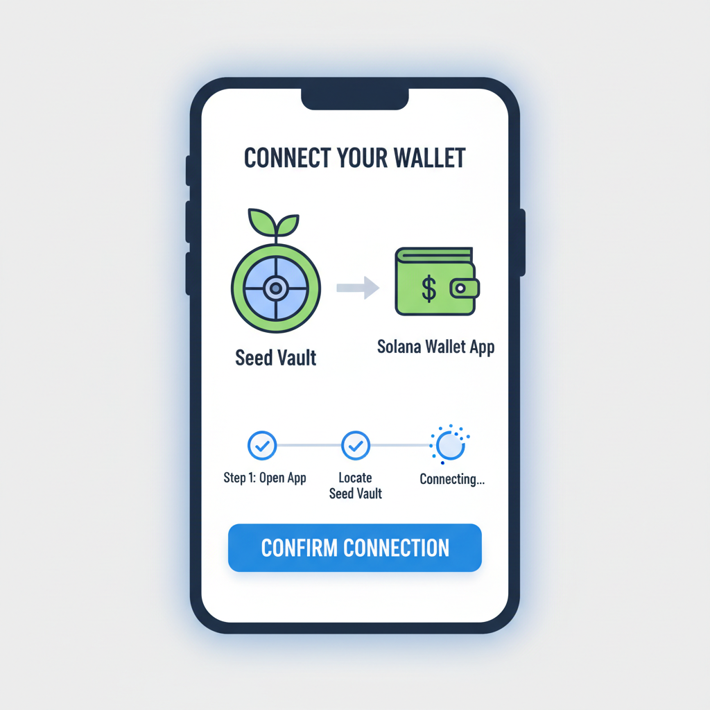 wallet app connecting to Seed Vault on Solana Saga phone screen