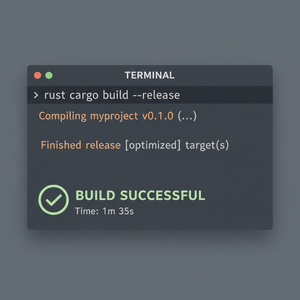 rust cargo build release terminal output success green checkmark