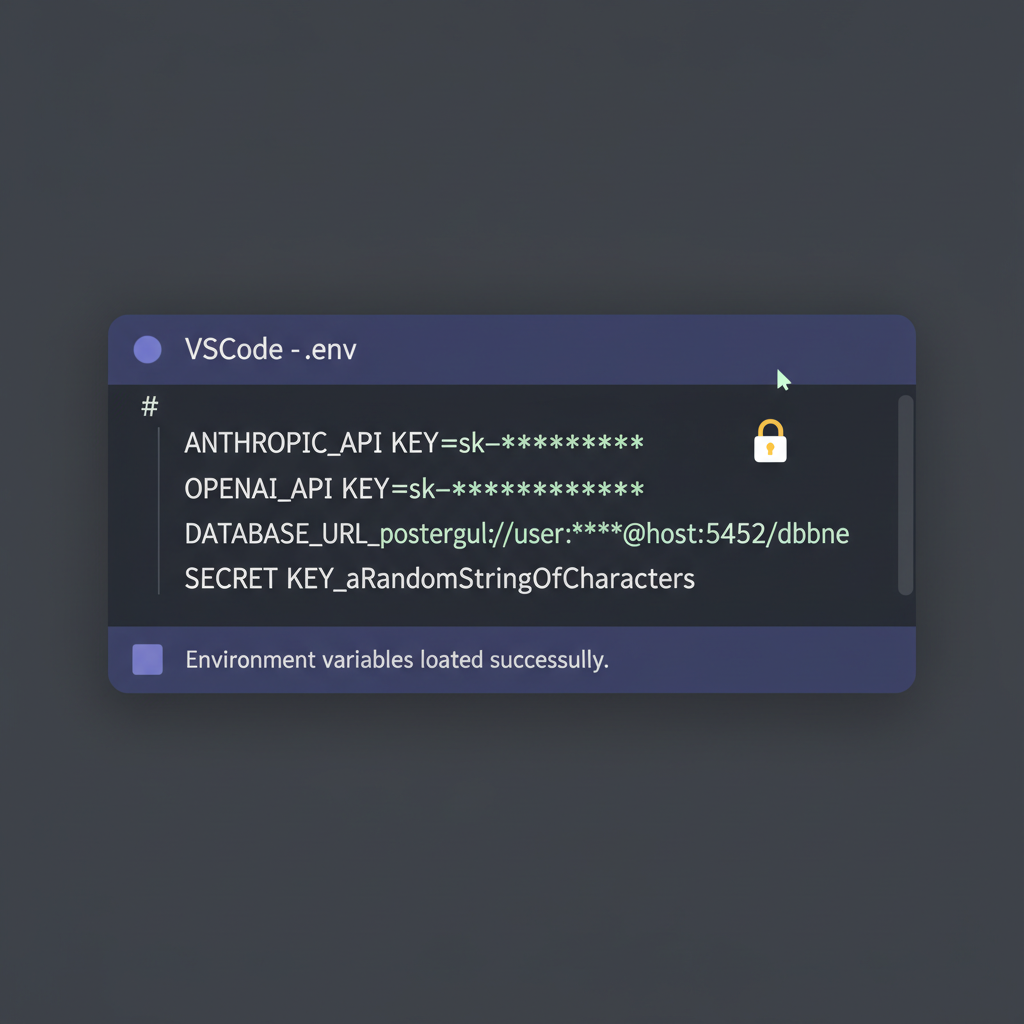 code editor .env file with private key anthropic api masked secure dark mode