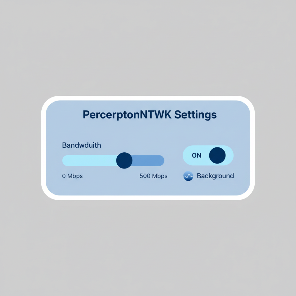 PerceptronNTWK settings panel showing bandwidth slider and background toggle