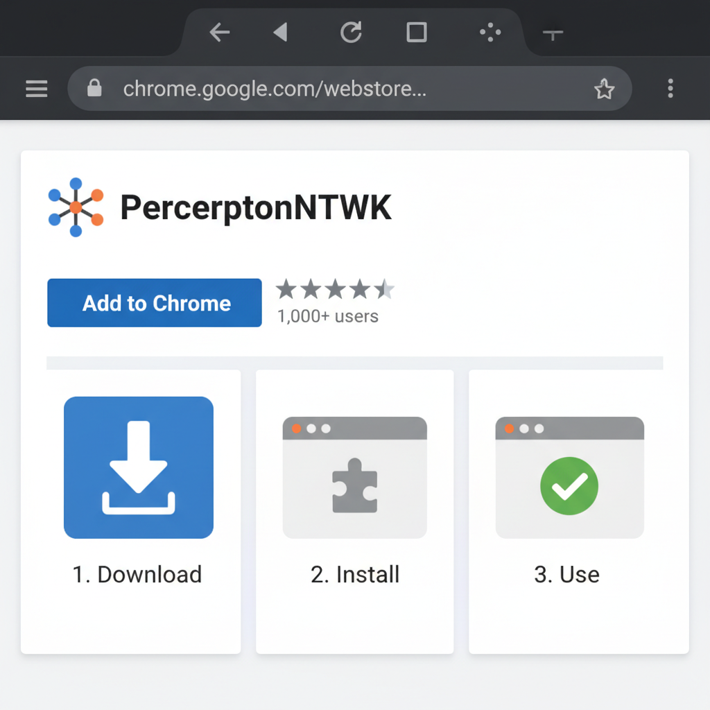 clean screenshot of Chrome Web Store PerceptronNTWK extension page with install button