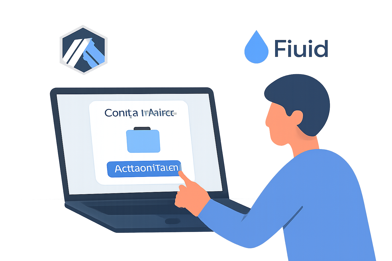 A user connecting their crypto wallet to a DeFi protocol interface on a laptop, with Arbitrum and Fluid logos visible, in a modern digital style.