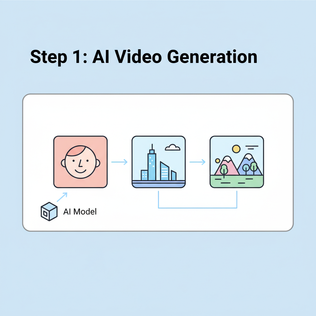 step-by-step visualization of embedding invisible watermark into AI-generated video frames robust signal integration