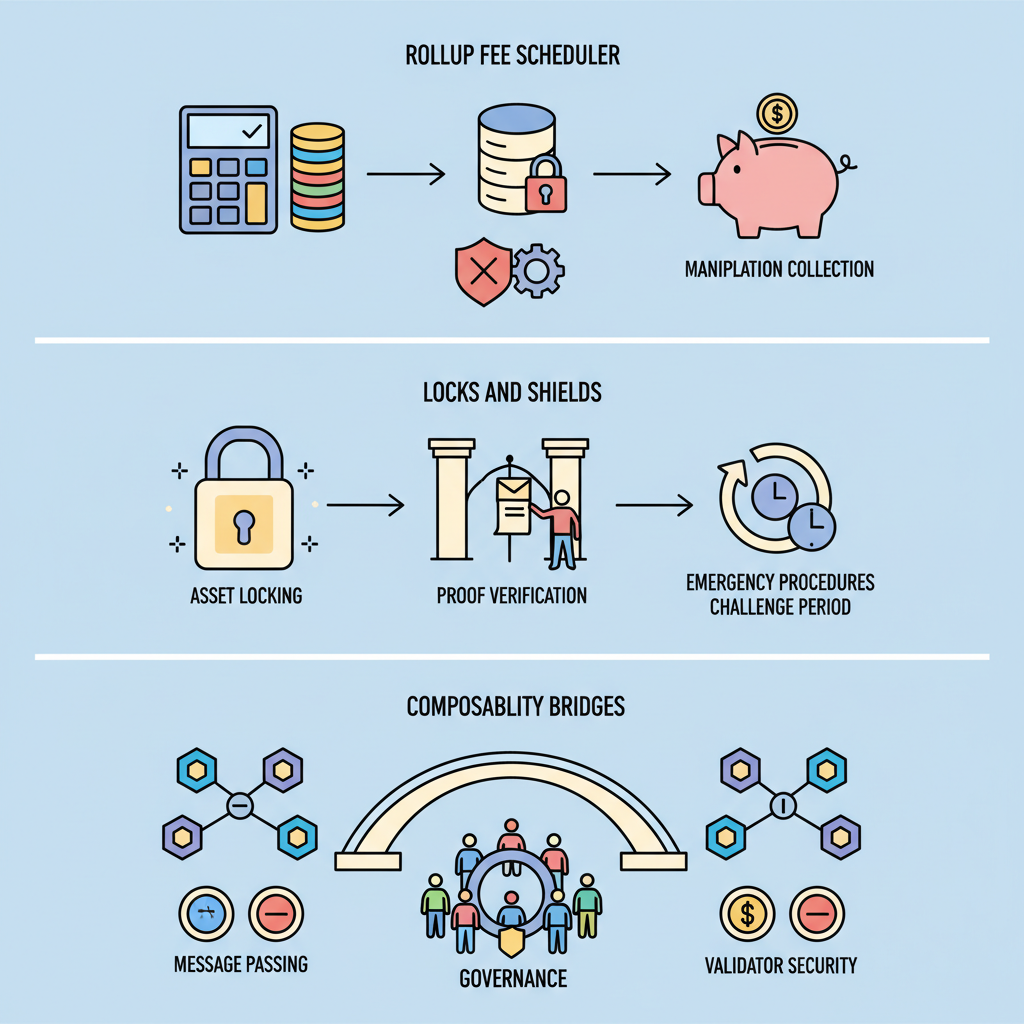 security audit checklist for rollup fee scheduler, locks and shields, simple composability bridges