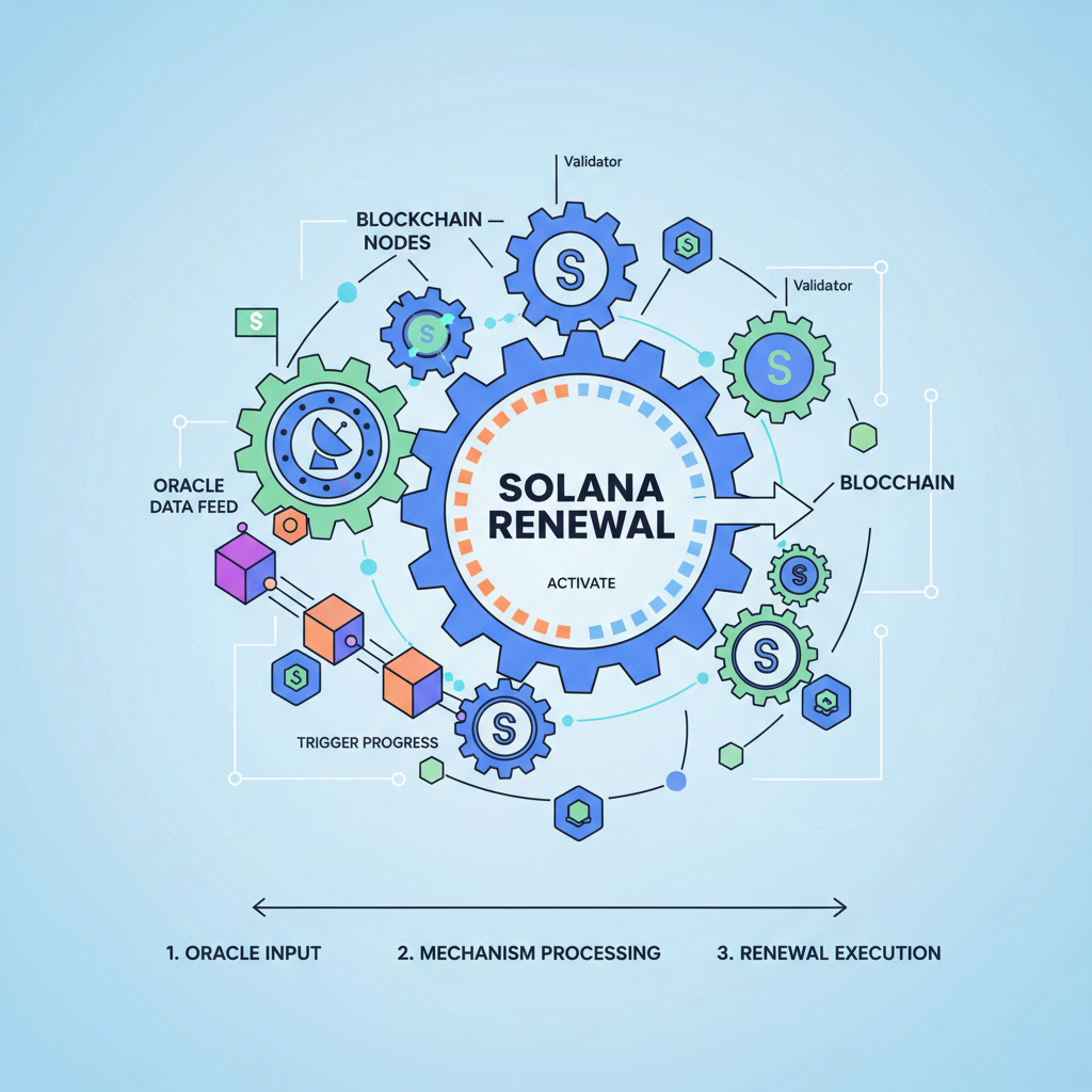 Solana renewal trigger clock mechanism with oracle integration, dynamic gears and blockchain nodes