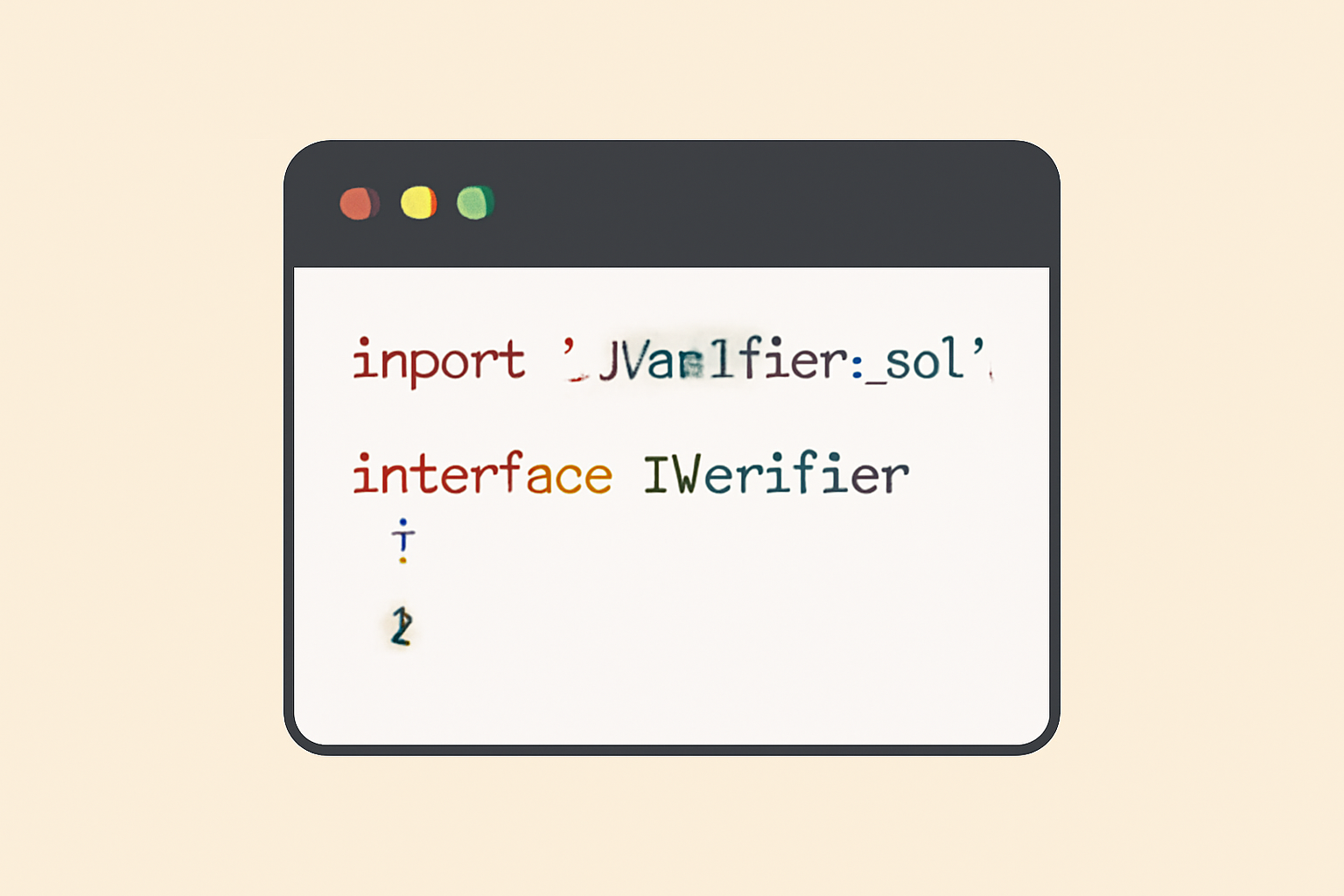 A Solidity code editor showing an import statement for the verifier contract and interface integration.